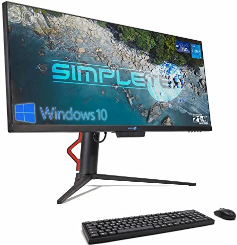 SIMPLETEK All in One 30" Schermo 2K Core i5 16GB SSD 480GB Windows 10 Pro   Ultrawide IPS 21:9 WiFi6 Bluetooth 5 Webcam Integrata PC Desktop Fisso Aio