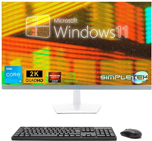 SIMPLETEK PC All in One 27" 2K Core i3 Windows 10   Webcam Integrata   8GB RAM SSD 240GB   Versatile, Potente, Lavoro e Intrattenimento