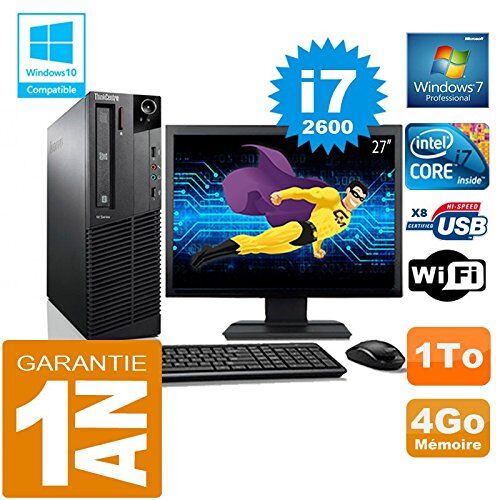 Lenovo PC M92p SFF Core I7-2600 Ram 4Go Disco 1 a Wifi W7 Schermo 27" (rigenerato)