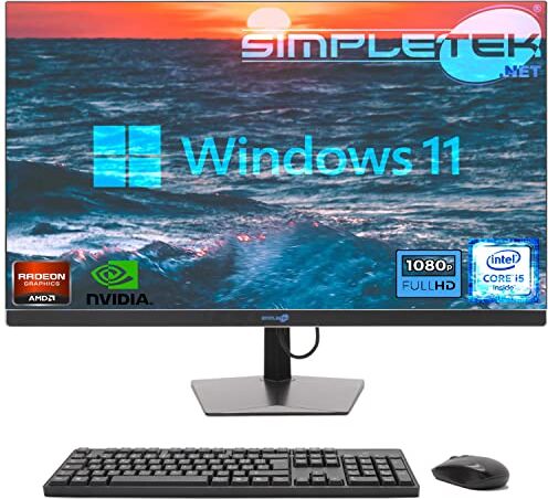 SIMPLETEK PC All in One 27" FHD Core i5 Windows 11   16GB RAM SSD 480GB   Potente e Versatile, Lavoro e Intrattenimento