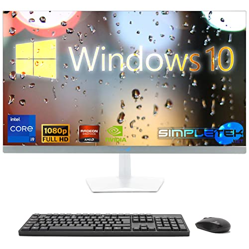 SIMPLETEK PC All in One 24" Core i9 10 Gen Scheda Video Dedicata GT710 1GB   Windows 10   8GB RAM SSD 120GB   Perfetto per Lavoro, Intrattenimento, Gaming