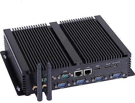 HUNSN Fanless Industrial PC, Mini Computer, Core I7 4500U 4510U 4578U, Windows 11 / Linux Ubuntu, IM04, WiFi, BT, 2 x HDMI, 2 x LAN, 6 x COM RS232, 4 x USB3.0, 4 x USB2.0, 4G RAM, 128G SSD