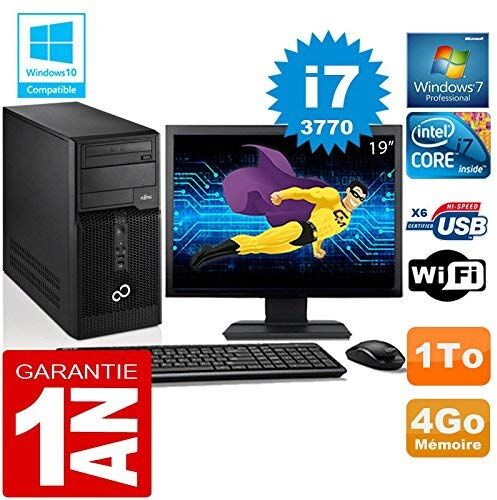 Fujitsu PC Tour Esprimo P400 I7-3770 RAM 4 GB HDD 1 TB WiFi W7 Schermo 19" (Ricondizionato)