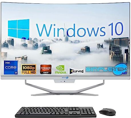 SIMPLETEK – Computer All in One 27" Curvo   Processore Intel i9 10 Gen   Scheda Video GT730 4GB   Windows 10   16GB RAM 960GB SSD   Ideale per Grafica, Gaming, Lavoro