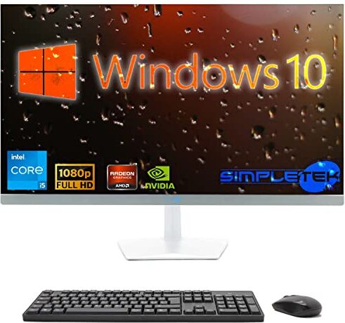 SIMPLETEK PC All in One 24" Core i5 10 Gen Scheda Video Dedicata GT710 1GB   Windows 10   8GB RAM SSD 120GB   Perfetto per Lavoro, Intrattenimento, Gaming