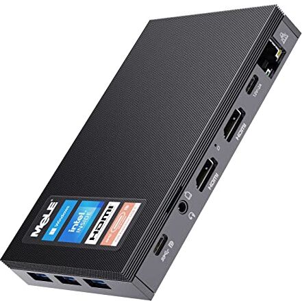 Mele Mini PC Quieter3C, Micro Desktop PC Windows 11 Pro Celeron N5105 8GB 256GB,WiFi 6, USB C Protocollo PD Porta, Triple Display, 2xHDMI 4K HDR, Gigabit Ethernet,Mini Home Office Business Computer