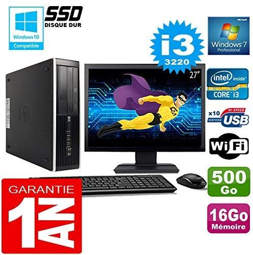 HP PC Compaq 8300 SFF Core I3-3220 Ram 16 GB disco 500 GB WiFi W7 schermo 27" (ricondizionato)