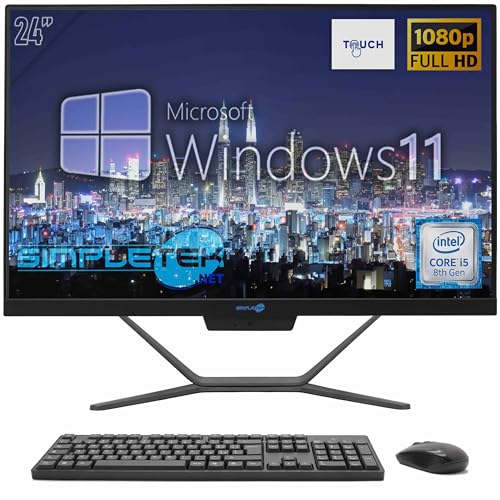 SIMPLETEK PC All In One Touch   Intel Core i5 8° Generazione   Windows 11 Pro   16GB RAM SSD 480GB   Webcam 2K Integrata   Schermo Touchscreen   BT 5.2