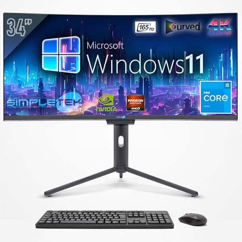 SIMPLETEK PC All in One con Schermo Curvo da 34" 4K Wide   Processore Core i5   Windows 11 Pro   32GB RAM SSD 2TB   GTX1660 6GB   Webcam 2K integrata