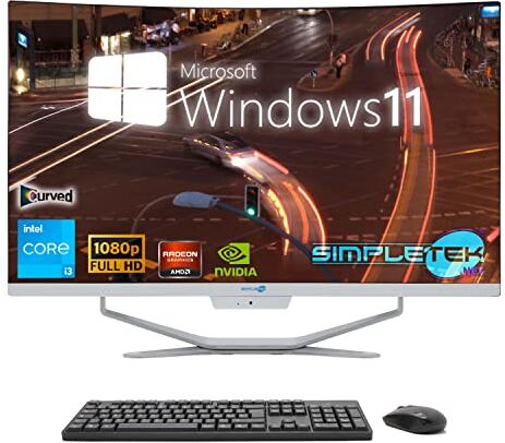 SIMPLETEK PC All in One Display 27" Curvo Core i3 Scheda Video GTX1660 6GB Windows 11   64GB RAM SSD 4TB   Lavoro, Gaming