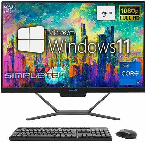 SIMPLETEK PC All in One Touch 24”   Core i7   Windows 11 Pro   16GB RAM SSD 480GB   Webcam 2K   Schermo Touchscreen