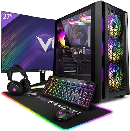 Vibox VII-32 PC Gamer 24" Écran Pack Intel i7 13700F Processore 5.2GHz Nvidia RTX 3060 Ti 8Go 16Go RAM 1To NVMe M.2 SSD 600W PSU Windows 11 WiFi