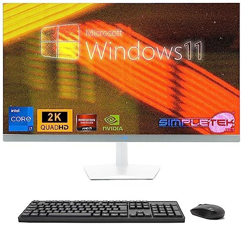 SIMPLETEK PC All in One 27" FHD Core i3 Scheda Video Dedicata GTX1650 4GB Windows 11   16GB RAM SSD 4TB   Potente, Versatile, Lavoro, Gaming