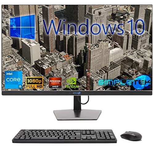 SIMPLETEK PC All in One 24" Core i5 10 Gen Scheda Video Dedicata GT710 2GB   Windows 10   16GB RAM SSD 480GB   Perfetto per Lavoro, Intrattenimento, Grafica