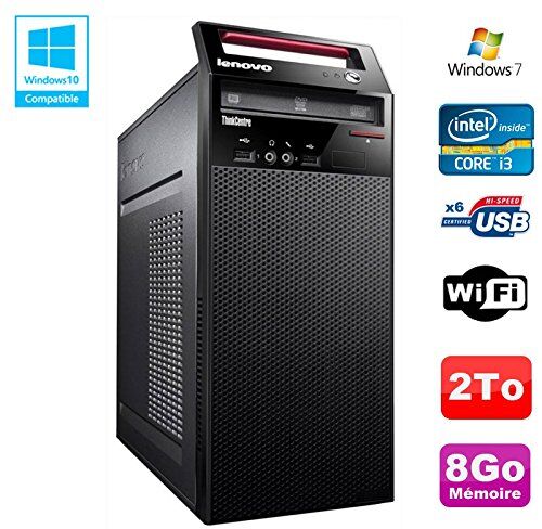 Lenovo PC Tower ThinkCentre E73 Core I3 3.5 Ghz 8 GB Disco 2TB Masterizzatore WiFi Win 7 (Ricondizionato)