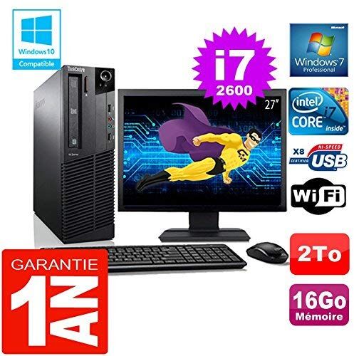 Lenovo PC M92p SFF Core I7-2600 Ram 16 GB disco 2 TB WiFi W7 schermo da 27" (ricondizionato)