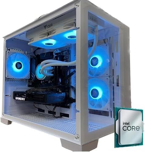 EMCA4 Computer Gaming PC Intel i5 14600KF Nvidia RTX 4070 TI 12GB M.2 1TB nvme GEN4 Ram 32GB DDR5 6000mhz XMP B760 ARGB Windows 11 DISSIPATORE A LIQUIDO Bianco/White