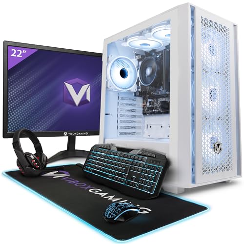 Vibox I-14 PC Gamer 22" Écran Pack Quad Core AMD Ryzen 3200G Processore 4GHz Radeon Vega 8 Graphique 16Go RAM 480Go SSD Windows 11 WiFi