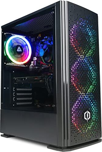 CyberpowerPC Regiment PC Gaming AMD Ryzen 5 4500, Nvidia GTX 1650 4GB, 8GB RAM, 500GB NVMe SSD, 450W 80+ PSU, Wi-Fi, Windows 11, Blaze RGB