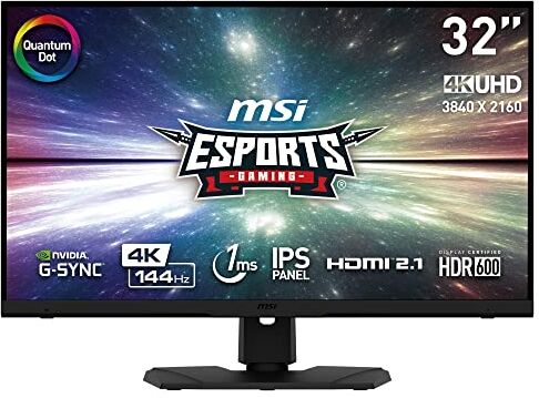 MSI Optix MPG321UR-QD 32“ 4K UHD Gaming Monitor 3840 x 2160 IPS Quantum Dot Panel, 144 Hz / 1ms, G-SYNC compatibile, 97% DCI-P3 colore (10-Bit), DisplayHDR 600 HDMI 2.1 CEC, DP 1.4a, USB Type-C