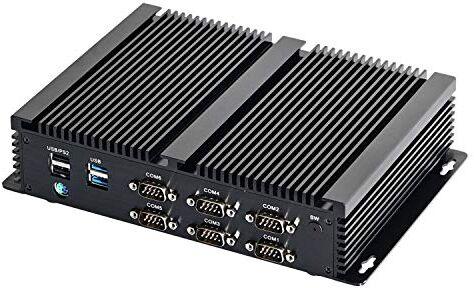 HUNSN Industrial Computer, IPC, Fanless Mini PC, Windows 11 Pro or Linux Ubuntu, Intel I3 6006U 6157U, IM07, GPIO, Watchdog, WOL, SIM Slot, WiFi, BT, 2 x LAN, 6 x COM, 8G DDR4 RAM, 128G SSD