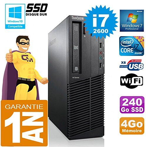 Lenovo PC M92p SFF Core I7-2600 Ram 4 GB disco 240 Gb SSD masterizzatore DVD WiFi W7 (rigenerato)