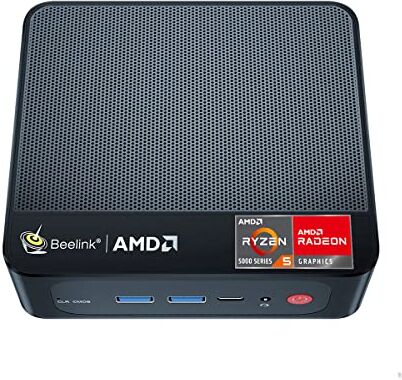 Beelink SER5 Mini PC, AMD Ryzen 5 5560U (6C/12T, fino a 4.0GHz), 16GB DDR4 RAM 500GB NVMe SSD Mini Desktop Computer Supporto 4K 60Hz Triplo Display, WiFi6+BT5.2, HDMI2.0/DP1.4/USB3.2