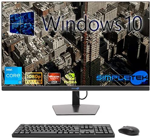 SIMPLETEK PC All in One 24" Core i3 10 Gen Scheda Video Dedicata GTX1650 4GB   Windows 10   64GB RAM SSD 4TB   Perfetto per Lavoro, Intrattenimento, Gaming