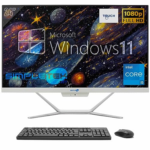 SIMPLETEK PC All in One Touch 24”   Core i5   Windows 11 Pro   8GB RAM SSD 480GB   Webcam 2K   Schermo Touchscreen