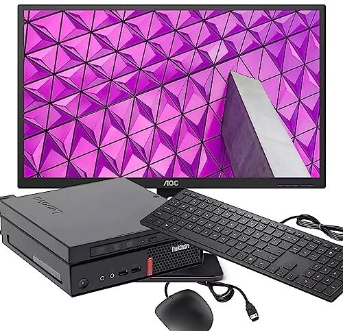 Generico Bundle PC Lenovo ThinkCentre M910Q Mini PC   Intel Core i5-6500T   Windows 11 Pro DVD Monitor LED AOC 22P1W 22″ FullHD e Kit Mouse e Tastiera (Ricondizionato)