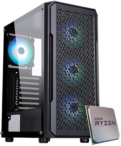 EMCA4 Computer Gaming PC Assemblato AMD Ryzen 3 4100 Nvidia GTX 1650 4GB M.2 512GB nvme Ram 16GB DDR4 3200Mhz B450 RGB Windows 11