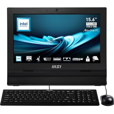 MSI Pro AP162T ADL-025XFR Intel® N N100 39,6 cm (15.6") 1920 x 1080 pixels Écran tactile PC All-in-One 4 Go DDR4-SDRAM 256 Go SSD Wi-Fi 6 (802.11ax) Noir MSI Pro AP162T ADL-025XFR Intel® N N100 39,6 cm (15.6") 1920 x 1080 pixels Écran tactile PC All-in-One 4 Go DDR4-SDRAM 256 Go SSD Wi-Fi 6 (802.11ax) Noir