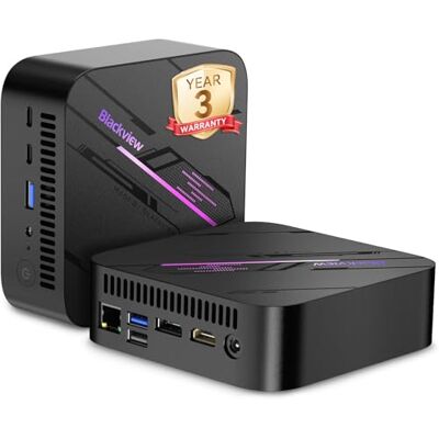 Blackview MP100 Mini PC, AMD Ryzen 7 5825U (8C/16T, fino a 4,5 GHz),16 GB RAM 512 GB SSD Mini PC Gaming,Triplo display 4K/WiFi 6/Bluetooth 5.2/USB 3.2/Tipo C/RGB/Desktop Compatto per Gaming e Lavoro Blackview MP100 Mini PC, AMD Ryzen 7 5825U (8C/16T, fino a 4,5 GHz),16 GB RAM 512 GB SSD Mini PC Gaming,Triplo display 4K/WiFi 6/Bluetooth 5.2/USB 3.2/Tipo C/RGB/Desktop Compatto per Gaming e Lavoro