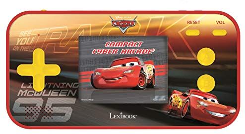 Lexibook Disney Cars Lighting McQueen Console di gioco portatile Compact Cyber Arcade, 150 giochi, schermo LCD, batteria, funzionamento a batteria, rosso, JL2367DC