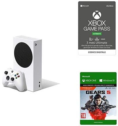 Microsoft Xbox Series S + Xbox Game Pass Ultimate (3 Abbonamento) + Gears 5 (Xbox Codice Digitale)