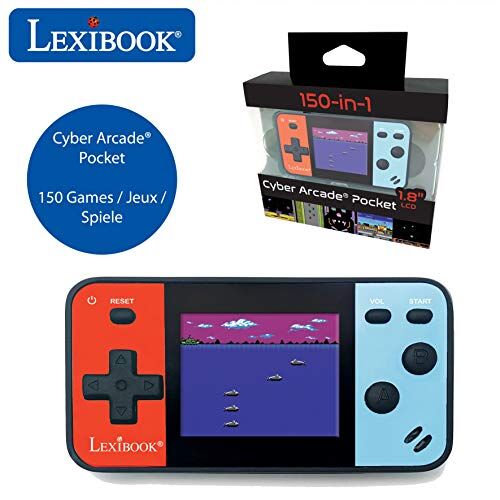 Lexibook Console di gioco portatile Cyber Arcade Pocket 150 giochi, schermo LCD a colori da 1,8 pollici (4,5 cm), videogiochi per adolescenti, blu / rosso, JL1895