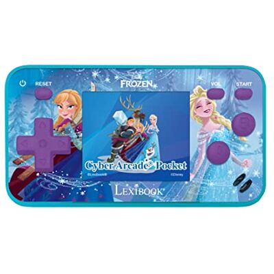 Lexibook , Frozen, Cyber Arcade Pocket, console di gioco portatile, 150 giochi, schermo LCD da 1,8", funzionamento a batteria, viola/blu, JL1895FZ Lexibook , Frozen, Cyber Arcade Pocket, console di gioco portatile, 150 giochi, schermo LCD da 1,8", funzionamento a batteria, viola/blu, JL1895FZ