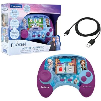 Lexibook Disney Frozen Power Console, Console di gioco educativa bilingue Francese/Inglese con 100 attività, Lexibook Disney Frozen Power Console, Console di gioco educativa bilingue Francese/Inglese con 100 attività,