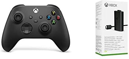 Microsoft Xbox Wireless Controller, Nero Carbone + Xbox Kit Play and Charge