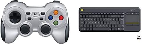 Logitech F710 Wireless Gamepad, 2.4 GHz Wireless con Nano-Ricevitore USB, Controller Dual Vibration Feedback & K400 Plus Tastiera Wireless per TV, Pc, Home Theater‎