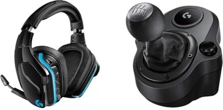 Logitech Cuffie da gioco RGB wireless 935, audio surround 7.1, DTS X 2.0, driver Pro-G da 50 mm & Driving Force Leva di Cambio, 6 Marce di Velocità con manopola ad H