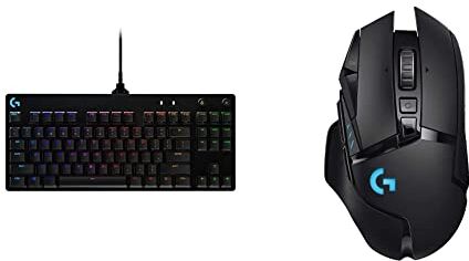 Logitech PRO TKL Tastiera Gaming Meccanica, GX Blue Clicky Switch, LIGHTSYNC RGB & 502 LIGHTSPEED Mouse Gaming Wireless, Sensore HERO 25K, 25.600 DPI