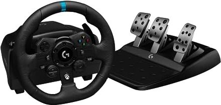 Logitech G G923 G, Feedback TRUEFORCE, Pedali Sensibili alla Pressione, Doppia Frizione, Launch Control, Design Tradizionale, per Xbox Series X S, Xbox One, PC Nero