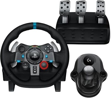 Logitech 29 Driving Force Racing Wheel Volante Da Corsa Con Pedali Regolabili, Ritorno Di Forza Reale & Driving Force Leva Di Cambio, 6 Marce Di Velocità Con Manopola Ad H