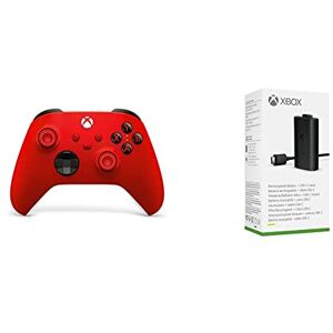 Microsoft Xbox Wireless Controller, Rosso Pulse + Xbox Kit Play and Charge