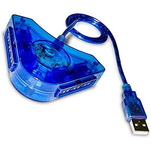 OcioDual Adattatore USB Doppio PS Compatibile con Controller PSX PS1 PS2 Blu Convertitore Adapter per Laptop PC Windows 10 8 7