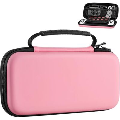 MoKo Custodia da Trasporto Compatibile con Nintendo Switch OLED/Switch Custodia Rigida per Console Switch, con 10 Slot per Schede di Gioco, Chiusura Cerniera Liscia, Rosa Pastello MoKo Custodia da Trasporto Compatibile con Nintendo Switch OLED/Switch Custodia Rigida per Console Switch, con 10 Slot per Schede di Gioco, Chiusura Cerniera Liscia, Rosa Pastello