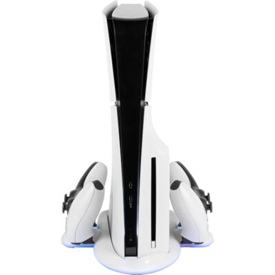Konix Stazione di raffreddamento Power Station Cool & Charge Dock console PS5 Slim Supporto di 2 controller DualSense Illuminazione RGB Bianco Konix Stazione di raffreddamento Power Station Cool & Charge Dock console PS5 Slim Supporto di 2 controller DualSense Illuminazione RGB Bianco