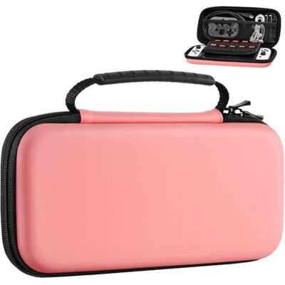 MoKo Custodia da Trasporto Compatibile con Nintendo Switch OLED/Switch Custodia Rigida per Console Switch, con 10 Slot per Schede di Gioco, Chiusura Cerniera Liscia, Pompelmo Rosso MoKo Custodia da Trasporto Compatibile con Nintendo Switch OLED/Switch Custodia Rigida per Console Switch, con 10 Slot per Schede di Gioco, Chiusura Cerniera Liscia, Pompelmo Rosso