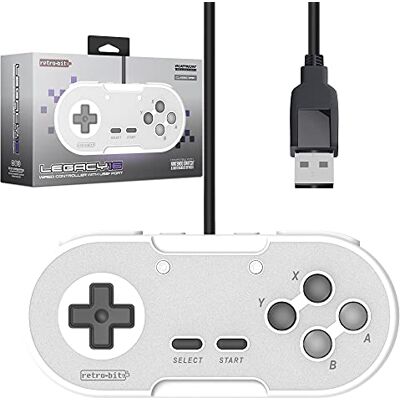 Retro-Bit Legacy 16 Controller USB cablato per interruttore, PC, MacOS, RetroPie, Raspberry Pi Grey - Nintendo Switch Retro-Bit Legacy 16 Controller USB cablato per interruttore, PC, MacOS, RetroPie, Raspberry Pi Grey - Nintendo Switch